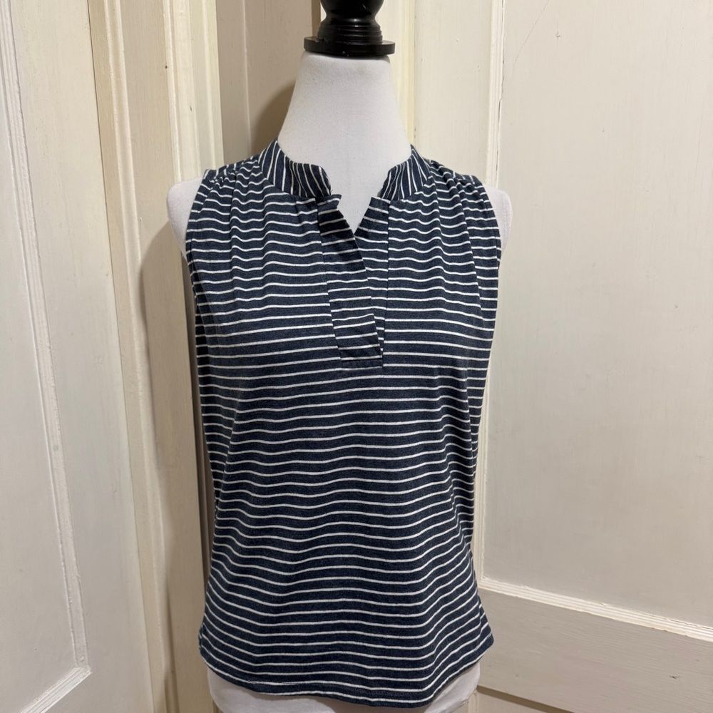 Olivia Moon Navy and Cream Striped Top